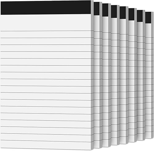 Paquete de 8 blocs de notas de papel blanco de 4 x 6 pulgadas, bloc de notas pequeño para estudio de trabajo, bloc de notas forrado, mini bloc de