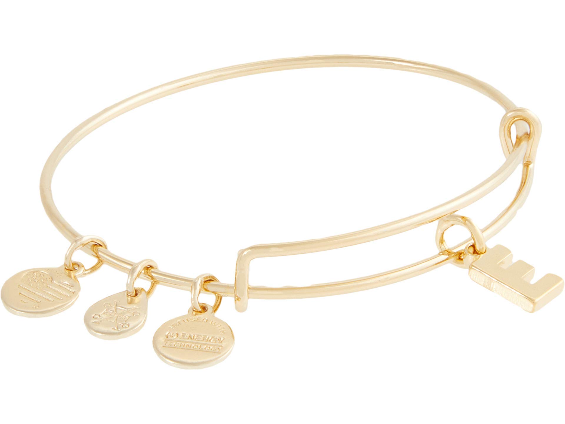 Alex and AniExpandable Bangle for Women, Initials A to Z Letter Charms, Shiny Finish, 2 to 3.5 in