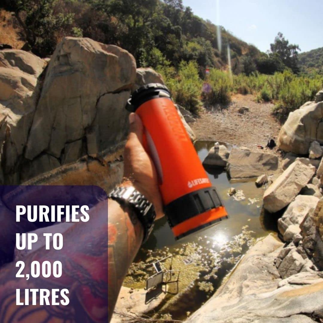 LifeSaver® Liberty Botella de filtro de agua (400 ml) | Botella filtra el 99,9999% de todas las bacterias, tratamiento de agua potable para camping, hasta 2.000 litros, descalcificador portátil