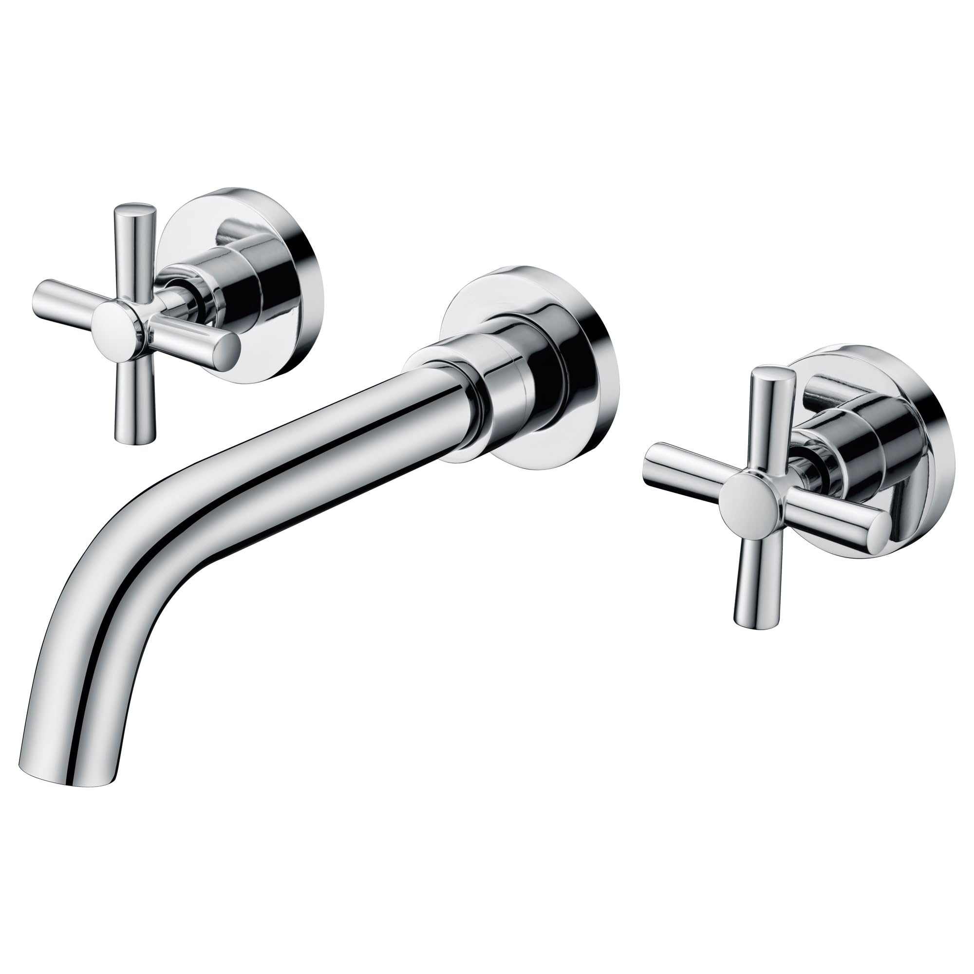SUMERAIN Wall Mounted Basin Mixer Tap with Double Cross-head Handles Brass Chrome