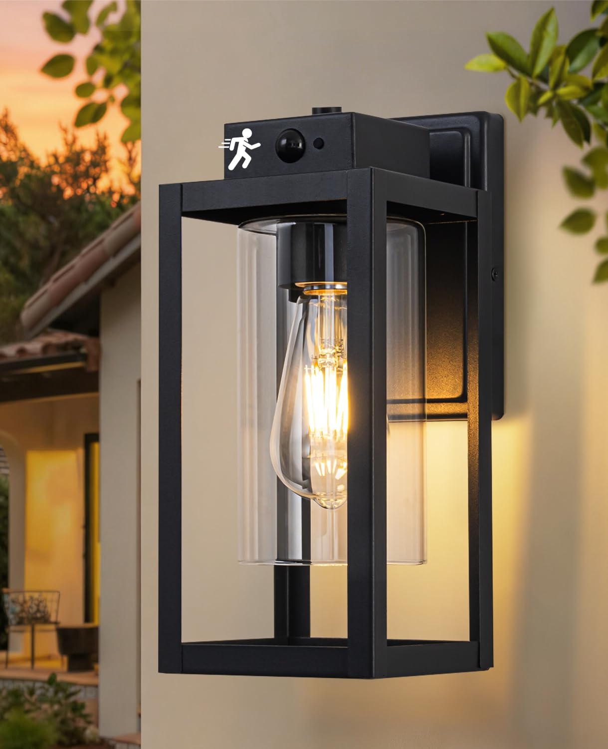 FTL Motion Sensor Lights Outdoor, Upgraded 3 Modes Dusk to Dawn Outdoor Wall Light Mains Powered, E27 Outside Security Garden Sensor Lighting, PIR Exterior Porch Lights for Front Door, House Decor