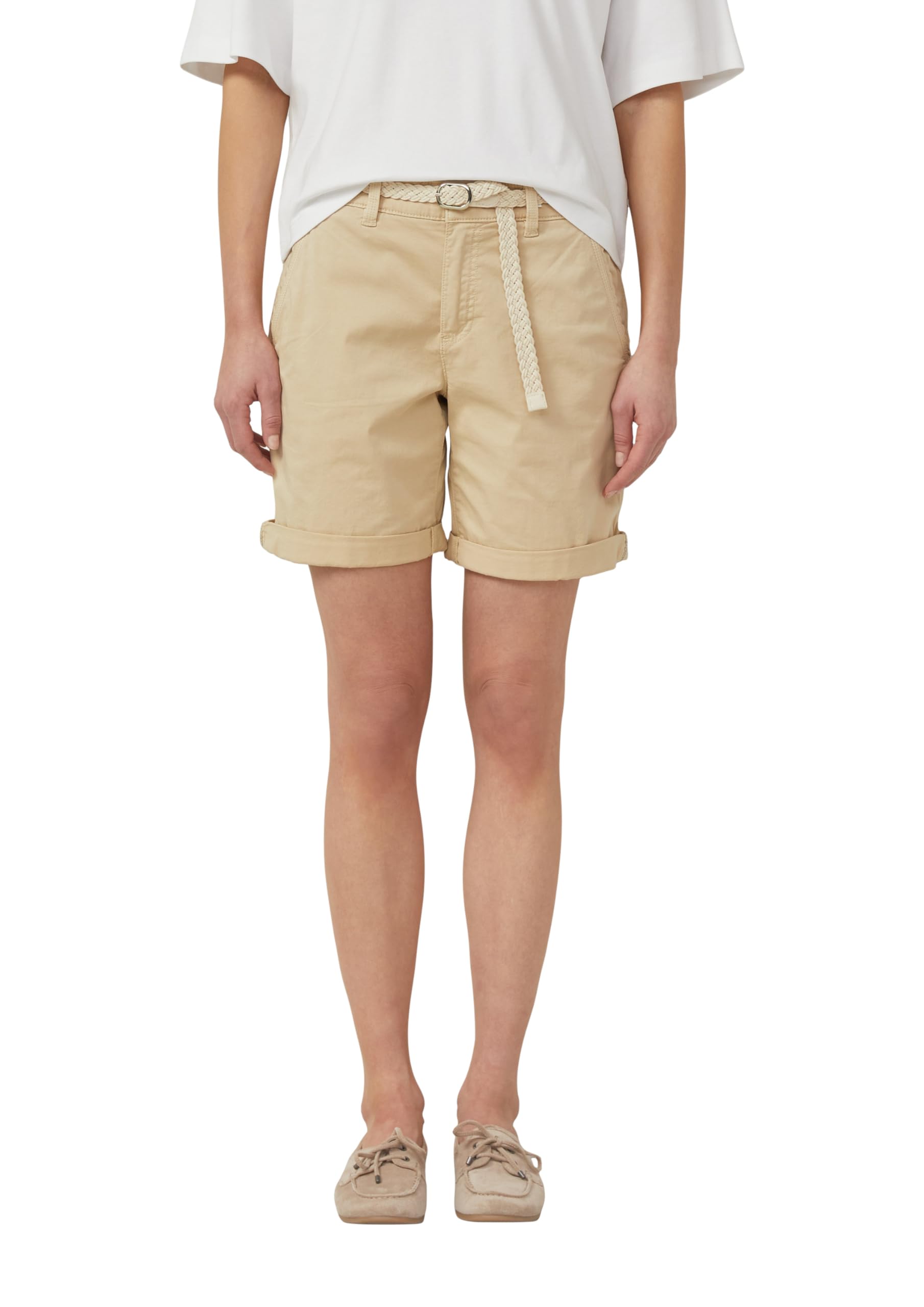 s.Oliver Shorts with Braided Belt and Garment Dye, Brown, 10