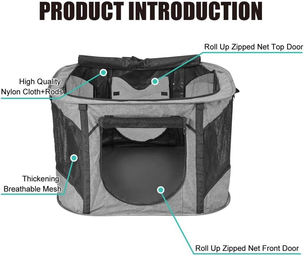 XhuangTech Foldable Pet Playpen Portable Puppy Playpen Dog Exercise Playpen Collapsible Kennel Pen Octagon Pet Tent for Puppy/Cat/Guinea Pig/Hamster/Rabbit (Medium(35.4"X 35.4"X 23.6"))