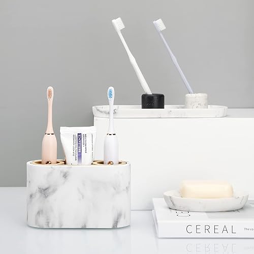 Miniatura 47 de Shinowa Soporte para cepillos de dientes de resina, 5 ranuras higiénico para cepillos de dientes, organizador de almacenamiento para cepillo de F