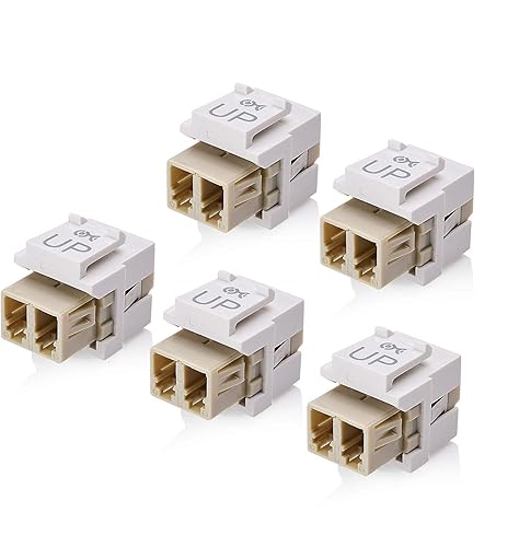 Cable Matters Paquete de 5 conectores de acoplador Keystone de fibra óptica dúplex LC UPC, OM1/OM2/OM3/OM4 multimodo, soporte OS2 de modo único