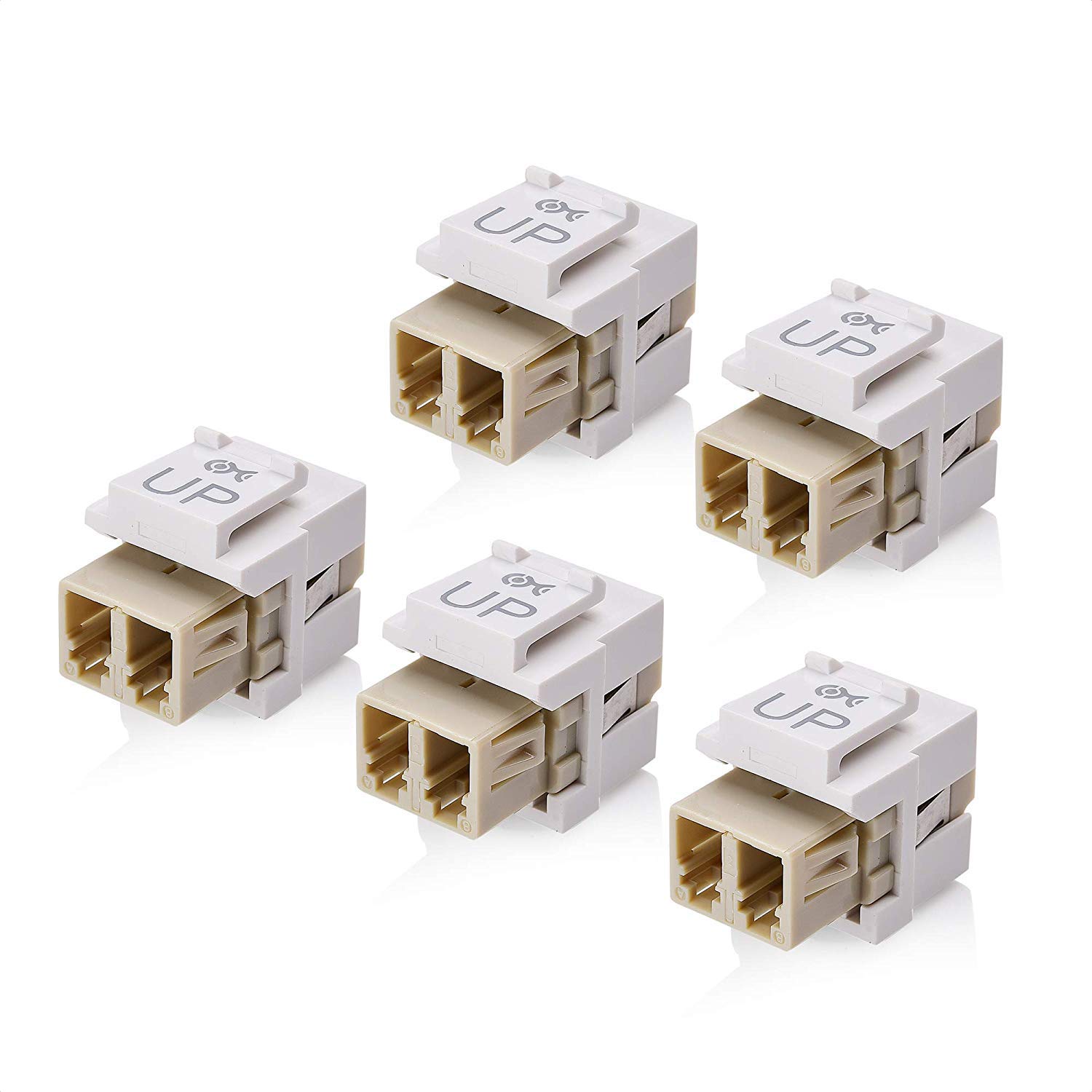 Adaptador Fibra Óptica Beyondtech LC-LC Multimodo - Kit 5 Unidades Marfim