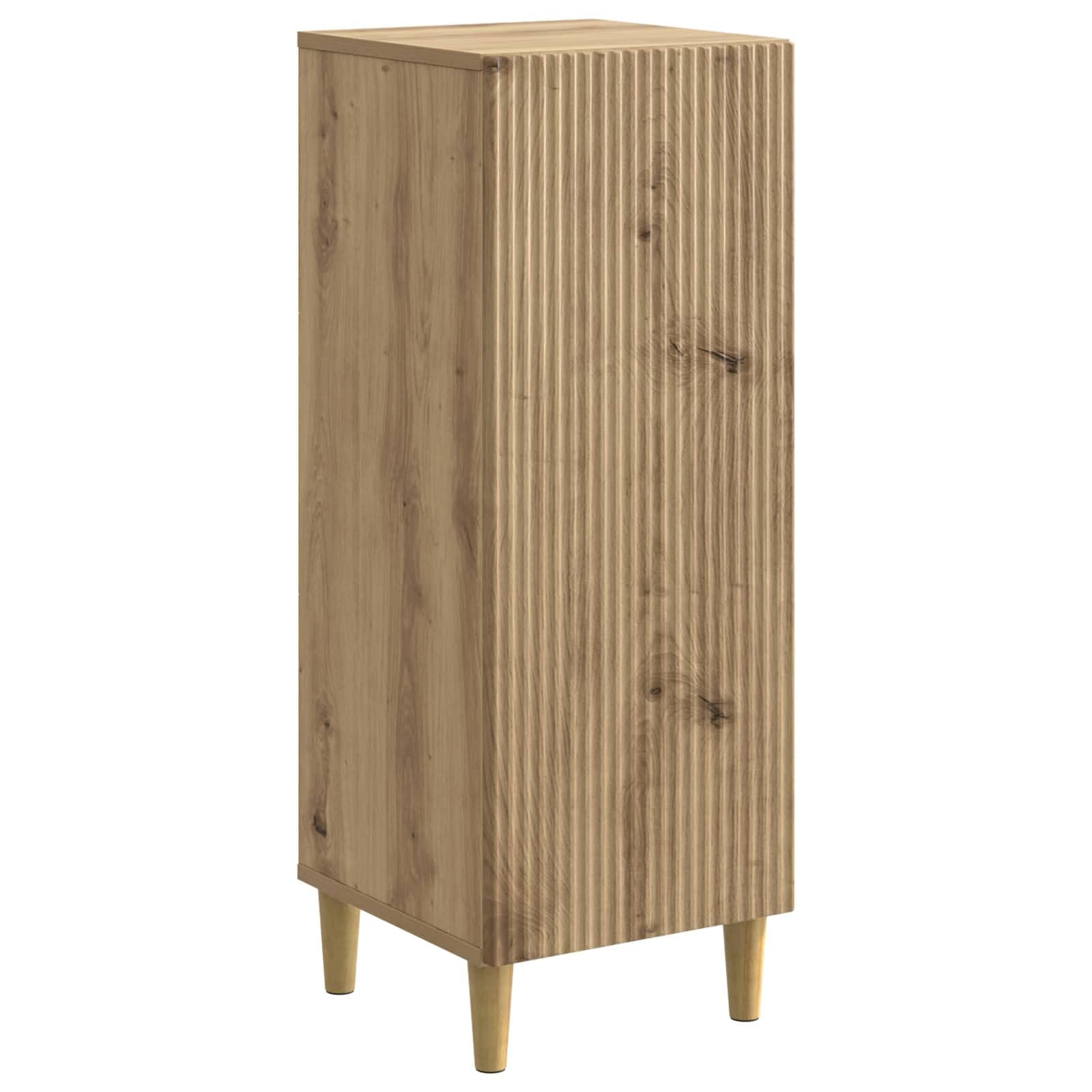Générique Bufet dębowy rzemieślniczy 33 x 34,5 x 90 cm drewno inżynieryjne, nowoczesne meble w stylu vintage, z półkami i drzwiami 90°, do przechowywania salonu