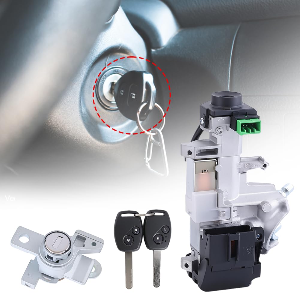 Ignition Switch Lock Cylinder with 2Keys Compatible with Honda Odyssey 2005-2010 Cylinder Lock Key Door Lock Replace 72185-SHJ-A01 06351-SCV-C10 Lock Key Door Lock Cylinder Ignition Cylinder