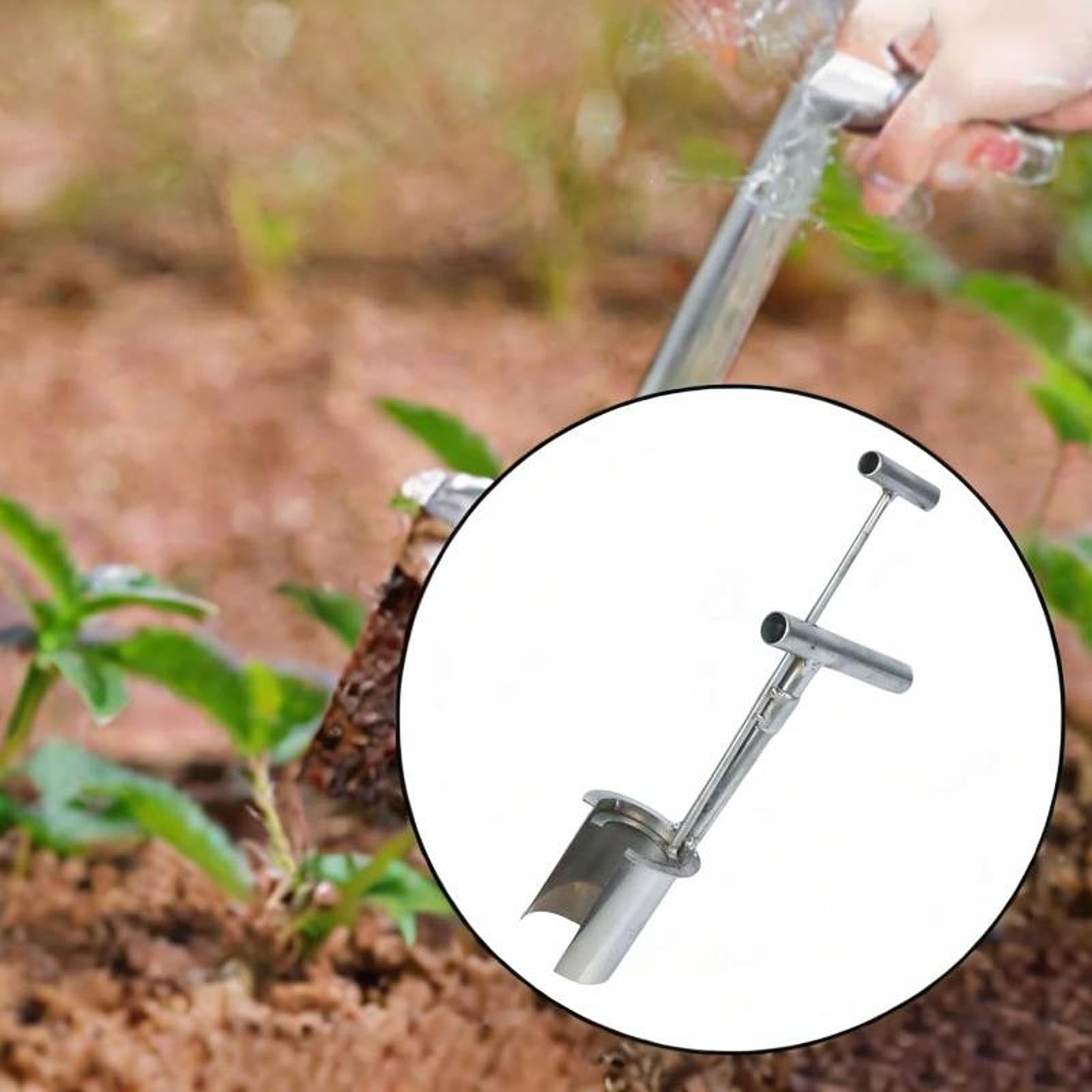 Bulb Planter Tool Stainless Steel with Handle Ergonomic,Silver Garden Tools Accessories,for Transplanting,Planting Garden