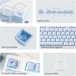 EPOMAKER Lusterfly Jelly Jeu de touches - 123 Clés Laser double-chaud gravé, MDA Profil, ABS+PC, Non-Shine-Trough, MX-Compatible pour 61/68/84/87/98/100/104-Key Clavier mécanique (bleu)