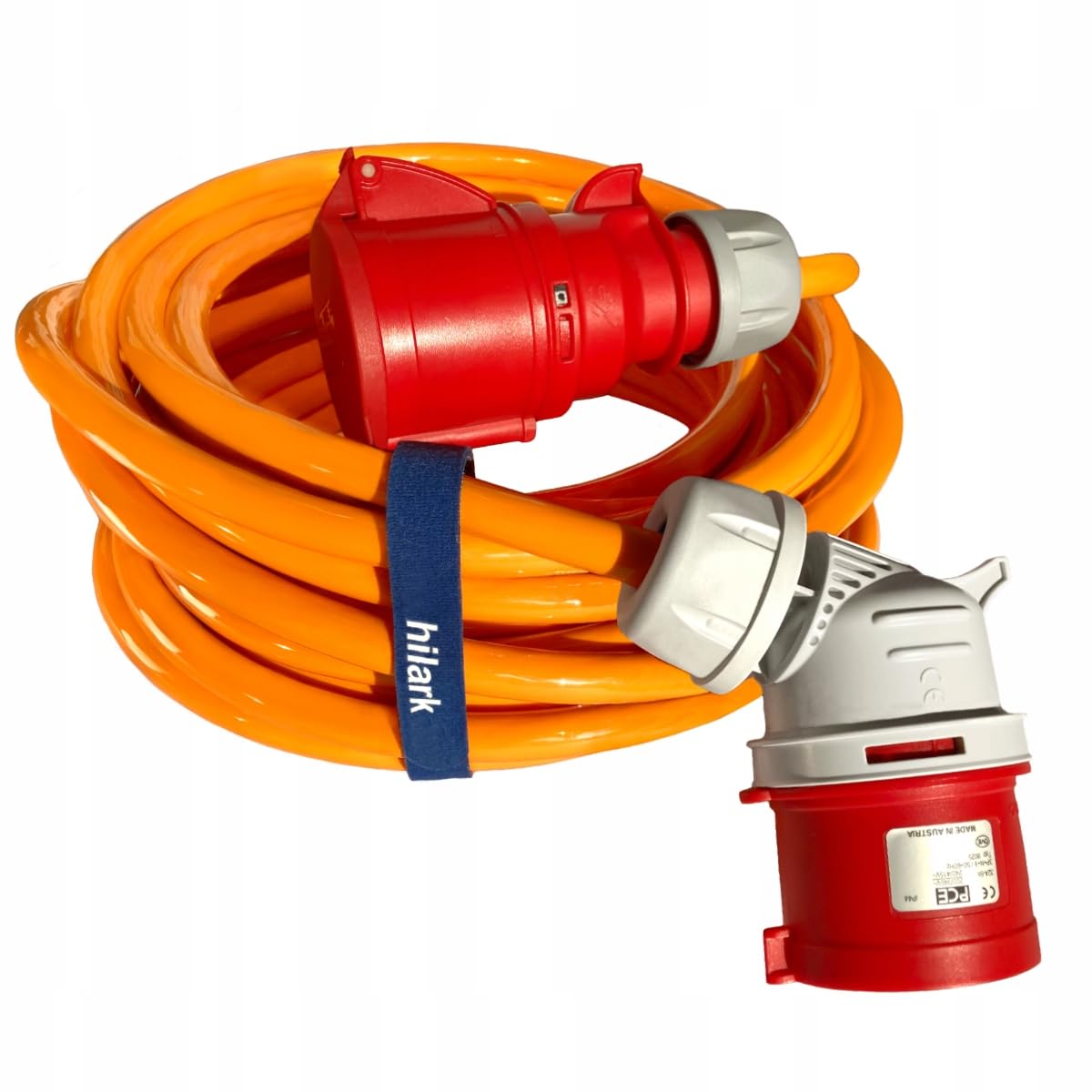 CEE IP44 - Prolunga elettrica in gomma (H07BQ-F 5g4 mm2 32A, spina angolata, 30 metri)