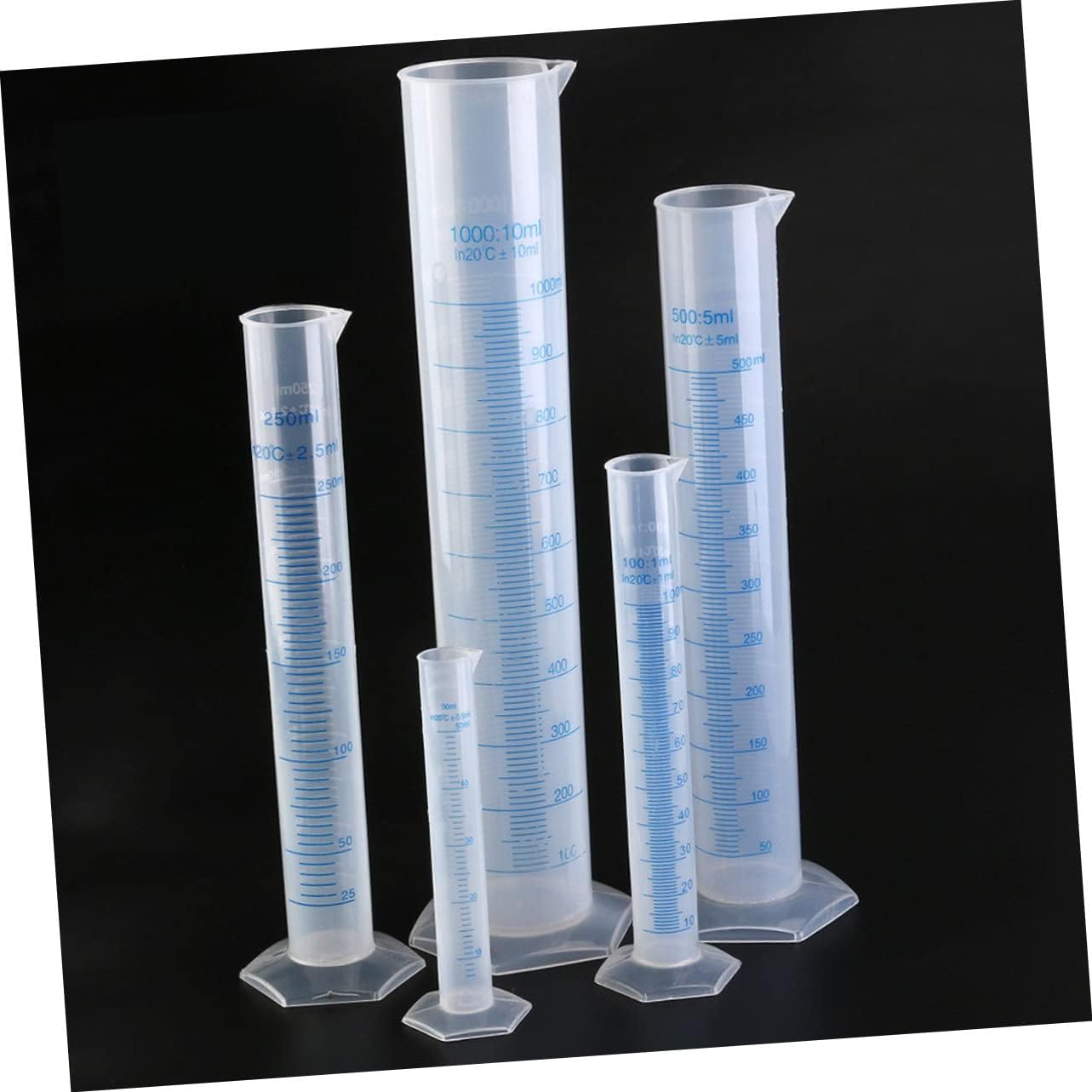 PRETYZOOM 5pcs Stable Pentagonal Base Plastic Cylinders Accurate Scale for Chem Lab Use