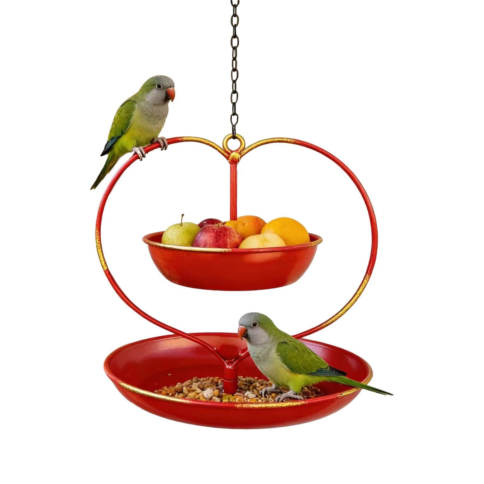Décor de jardin vintage en forme coeur, mangeoire à suspendre pour oiseaux sauvages
