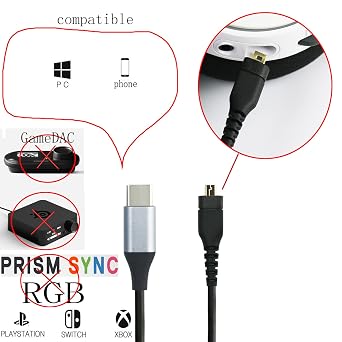 NewFantasia USB C Audio Cable for Arctis 3, 5, 7, Prime, Pro Headset
