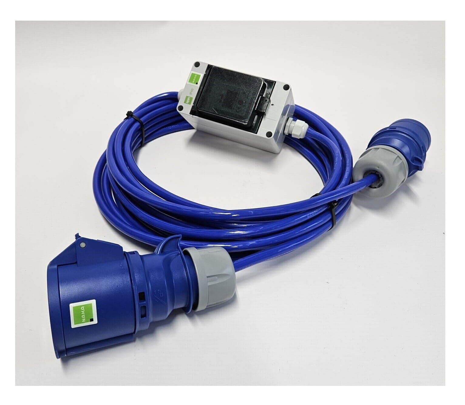 NAKA Zwischenzähler Mobiler Stromzähler Zwischenstecker Stecker Kupplung Kabel 230V 16A Kupfer 2,5 mm² 1 m Blau
