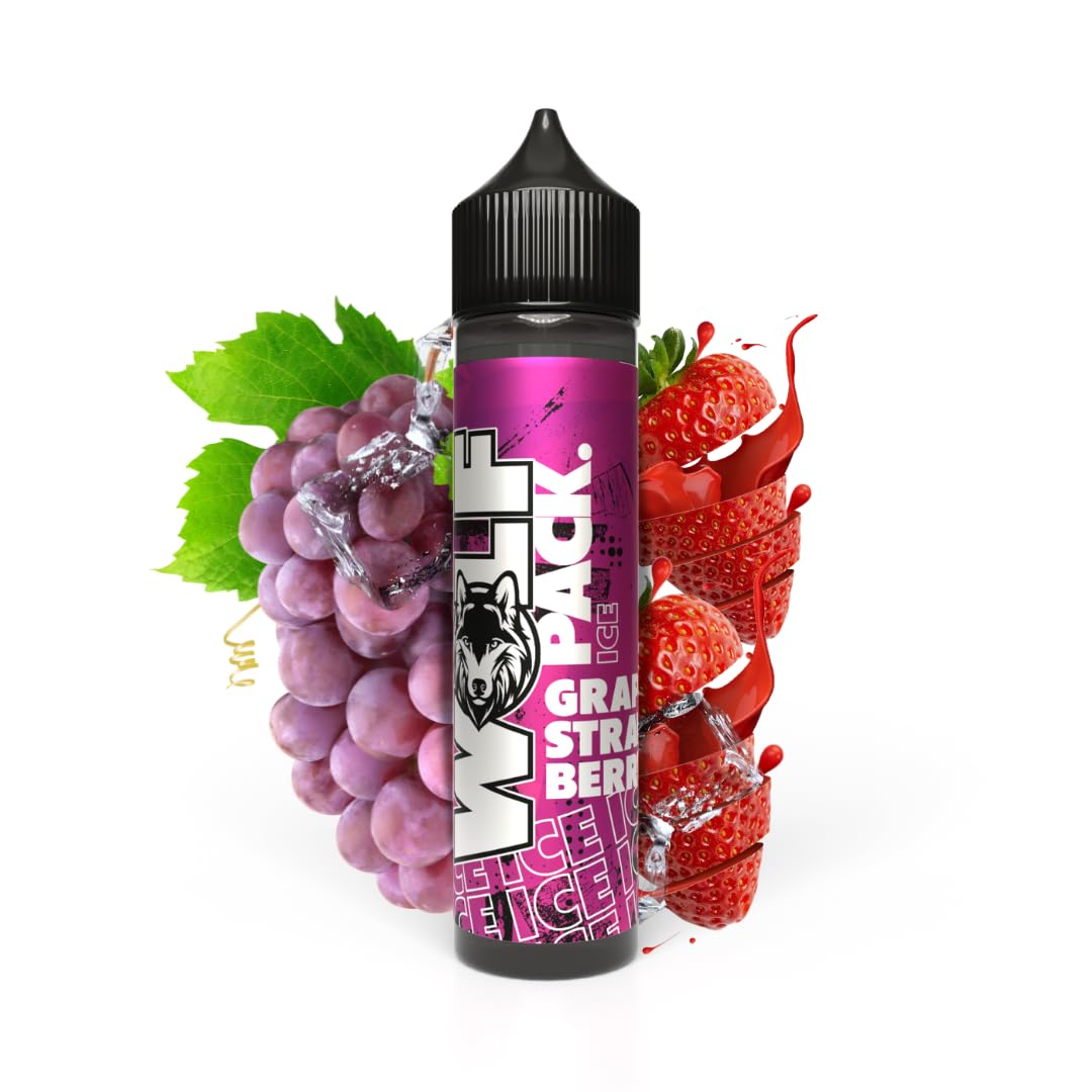 Wolf Pack Vape Liquid 100ml Grape and Strawberry Vape Juice E Liquid 50/50 Ecig Juice Cigarette Liquid Sub Ohm Juice Flavoured E Juice E Cigarette E-Liquid Nicotine Free Vape Short Fill