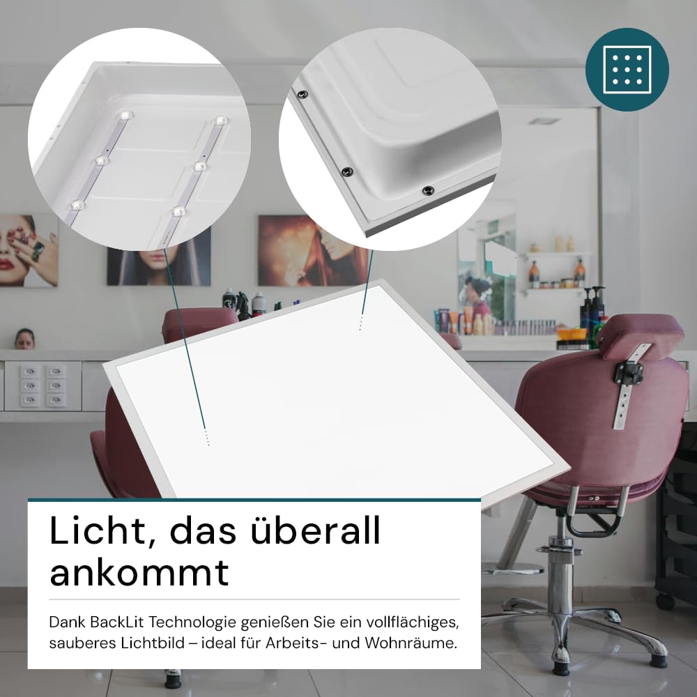 LUXULA LED Panel 62x62cm 36W 3600lm 4000K neutralweiß Deckenleuchte für Rasterdecken