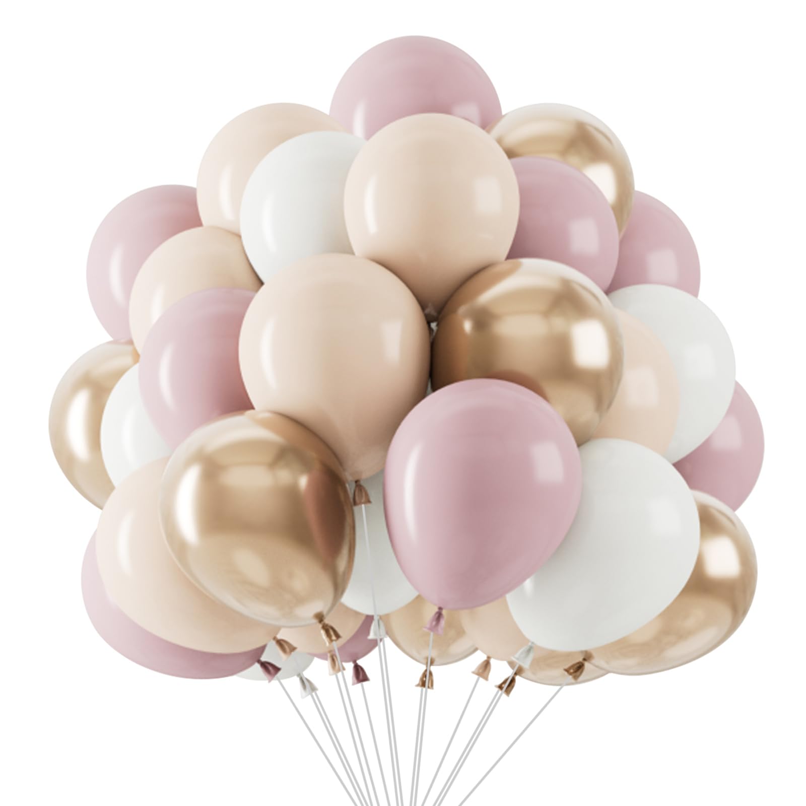 Dusty Pink Balloons, 68pcs 12Inch Retro Pink and White Balloons Cream Gold Balloons for Women Girls Pastel Birthday Decorations Mothers Day Bridal Baby Shower Wedding Engagement Party Decorations