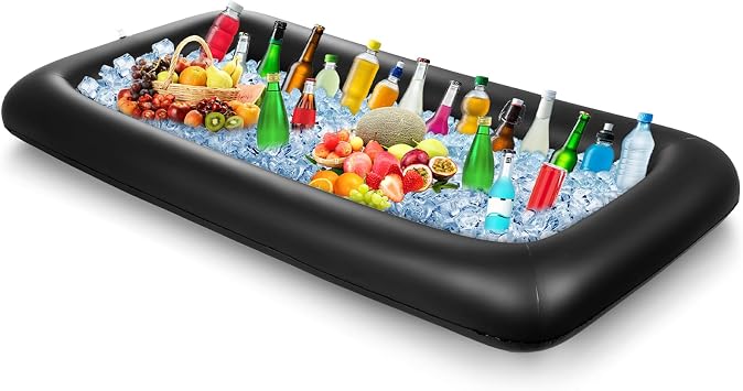 Leitee Inflatable Serving Bar Ice Buffet Cooler Serving Tray,Black