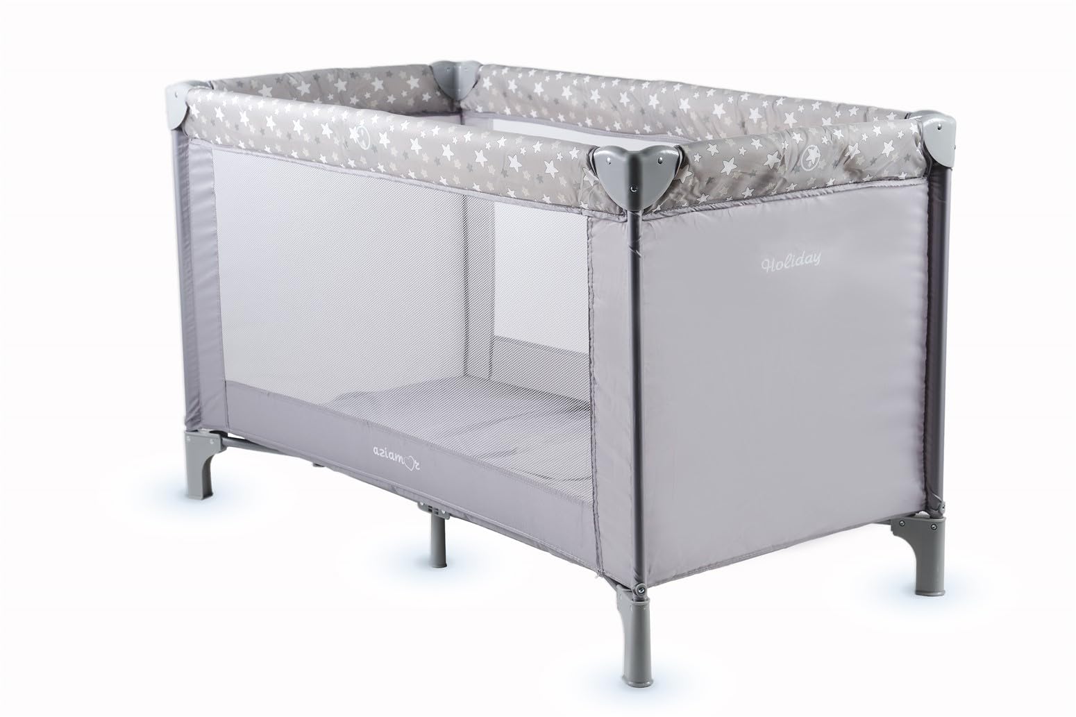 Lettino da Campeggio Pieghevole Con Chiusura a Ombrello, Include Borsa Per Il Trasporto, Dalla Nascita Fino a 3 Anni, Grigio, 65 x 125 x 75 cm