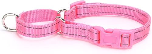 Martingale - Collar reflectante para perro con hebilla de liberación rápida, collar ajustable de nailon para perros pequeños, medianos y grandes (M,