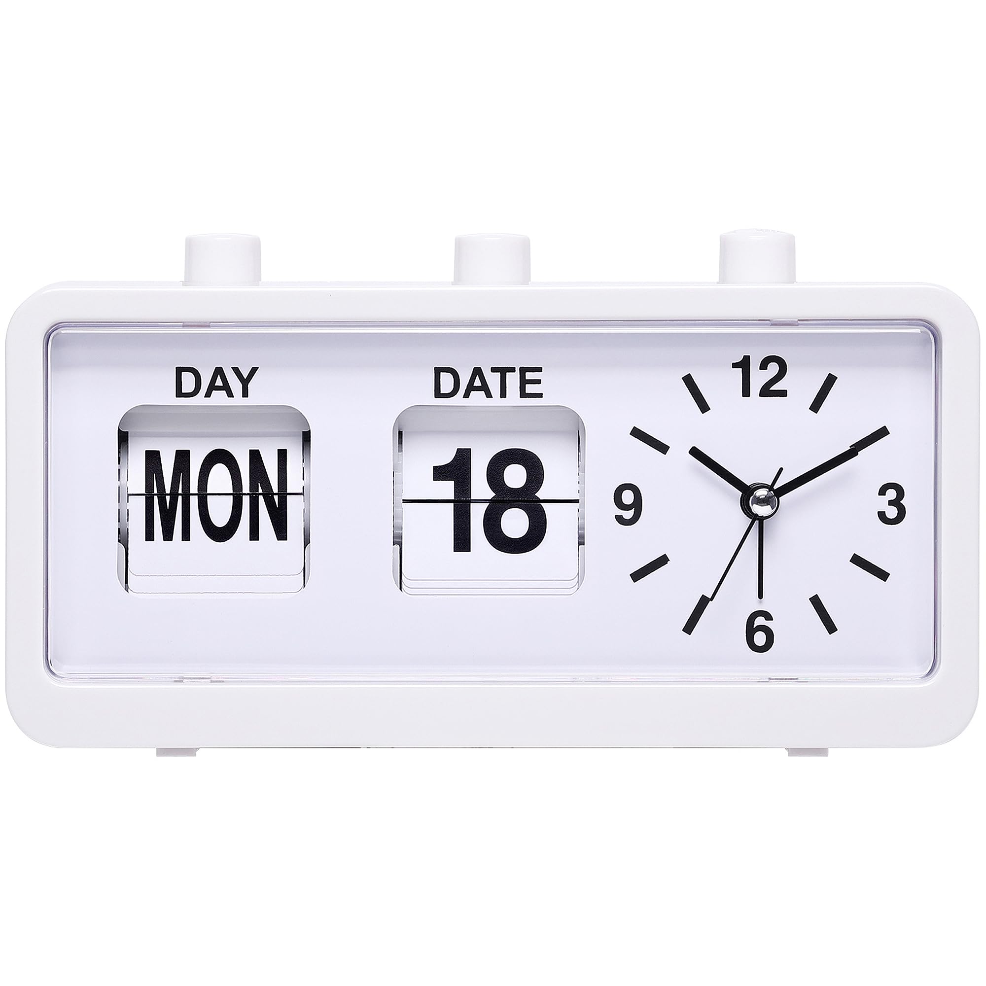 HMETOL Silent Non Tick Clock with Calendar and Week Home Decor Desk Clocks