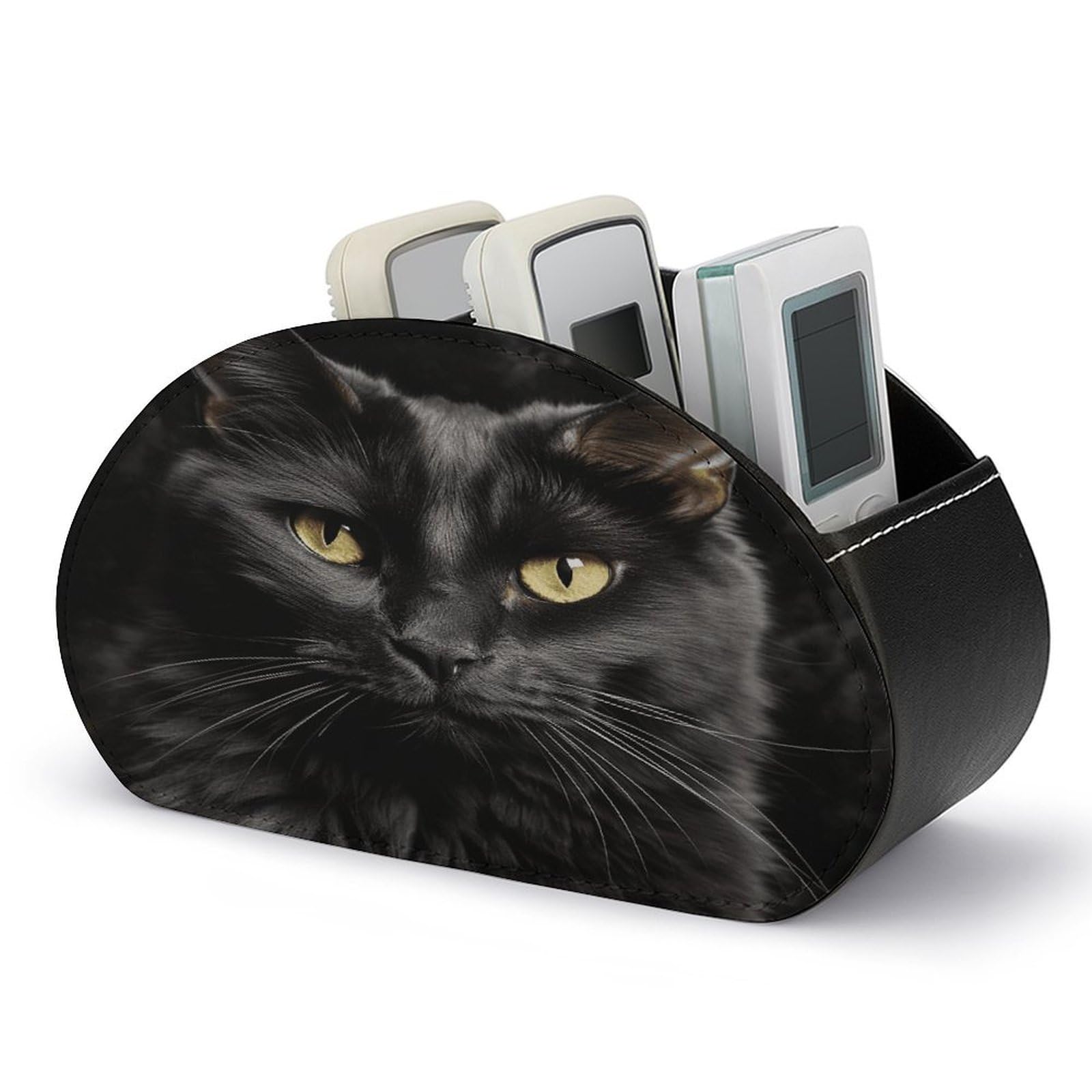 Btcowzrv Style Black Cat Golden Eyes Remote Control Holder With 5 Compartments
