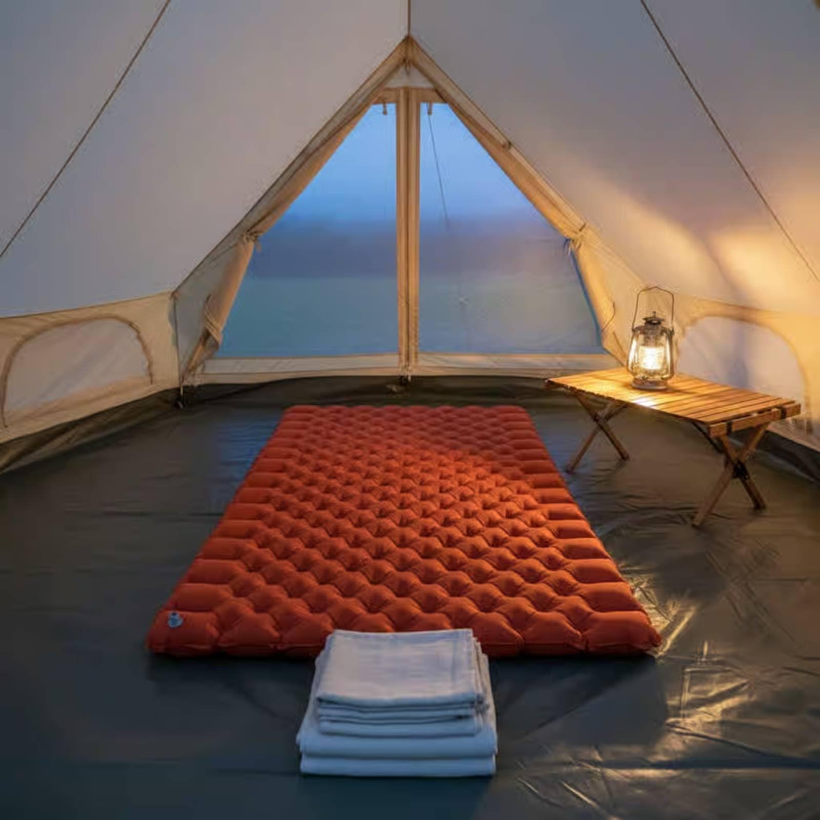 Colchón Inflable Doble Extremadamente Ligero Esterilla Hinchable Doble Resistente a la Humedad Equipo Camping para Playa