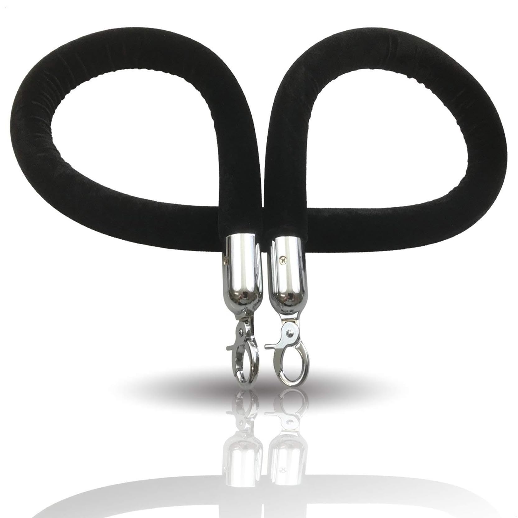 Velvet Stanchion Rope, Black Velvet Stanchion Rope with Silver Hooks 3ft-6ft(6ft/185cm)
