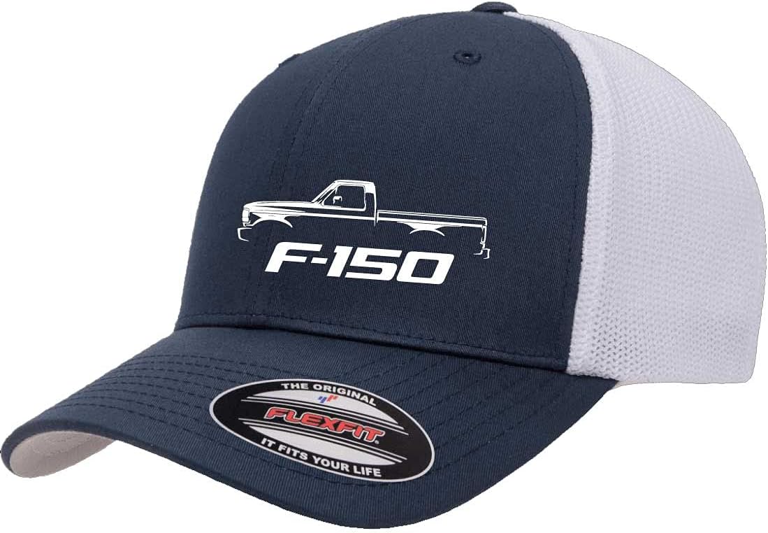 1992-96 Ford F150 Single Cab Pickup Truck Classic Outline Design Trucker Mesh Fitted Cap