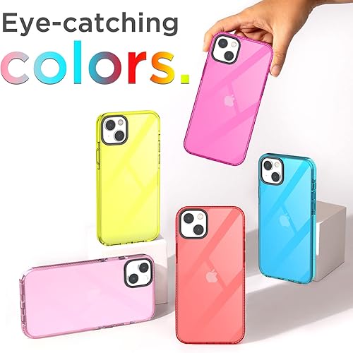Miniatura 3 de AICase Funda protectora para iPhone 13iPhone 14, transparente y bonita funda protectora para iPhone 13 y iPhone 14, color rosa intenso neón