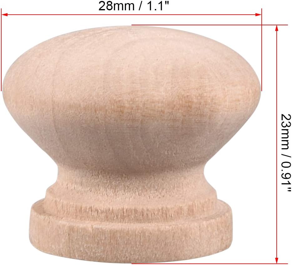 sourcing map Round Wood Knobs,10Pcs 28mm Dia Cabinet Furniture Kitchen Pulls Handles for Drawer Cupboard Wood - Image 3