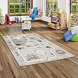 Pergamon Kinder Teppich Maui Kids Straßen Grau in 5 Größen