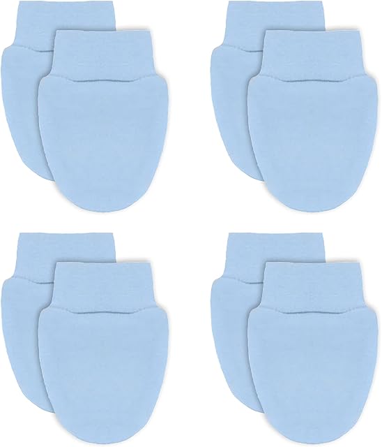 Soft Touch 100% Cotton Baby Anti Scratch Mittens - 4 Pack