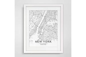 Striking New York City Downtown Map Wall Art