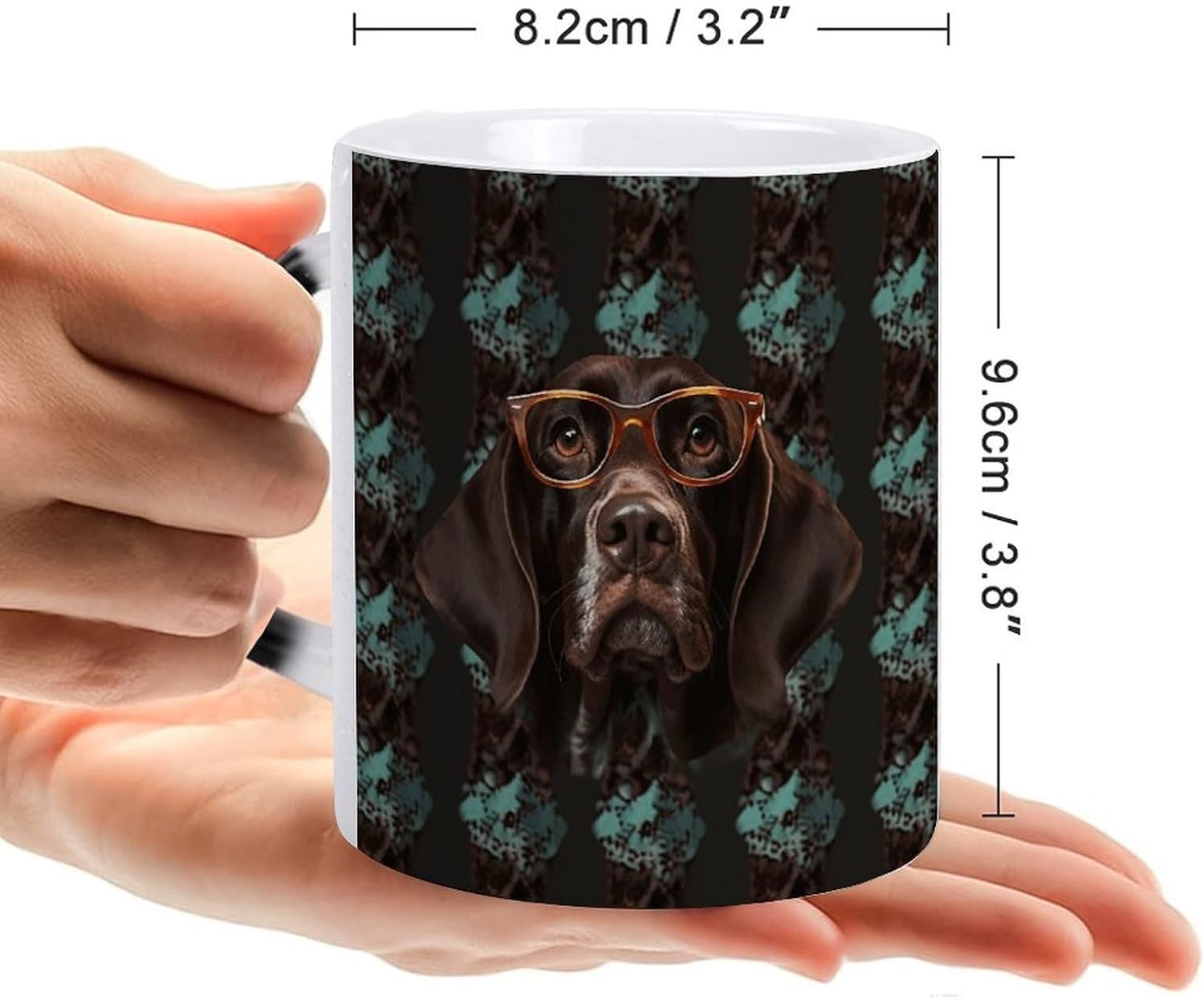 German Shorthaired Pointer in Glasses Color Changing Mug Heart-Shaped Handle Mugs Fashionable Tea Cup Coffee Cup Popular Tumbler And Cups For Office Workers Mug & Unique Gift Giving Teacup image 2