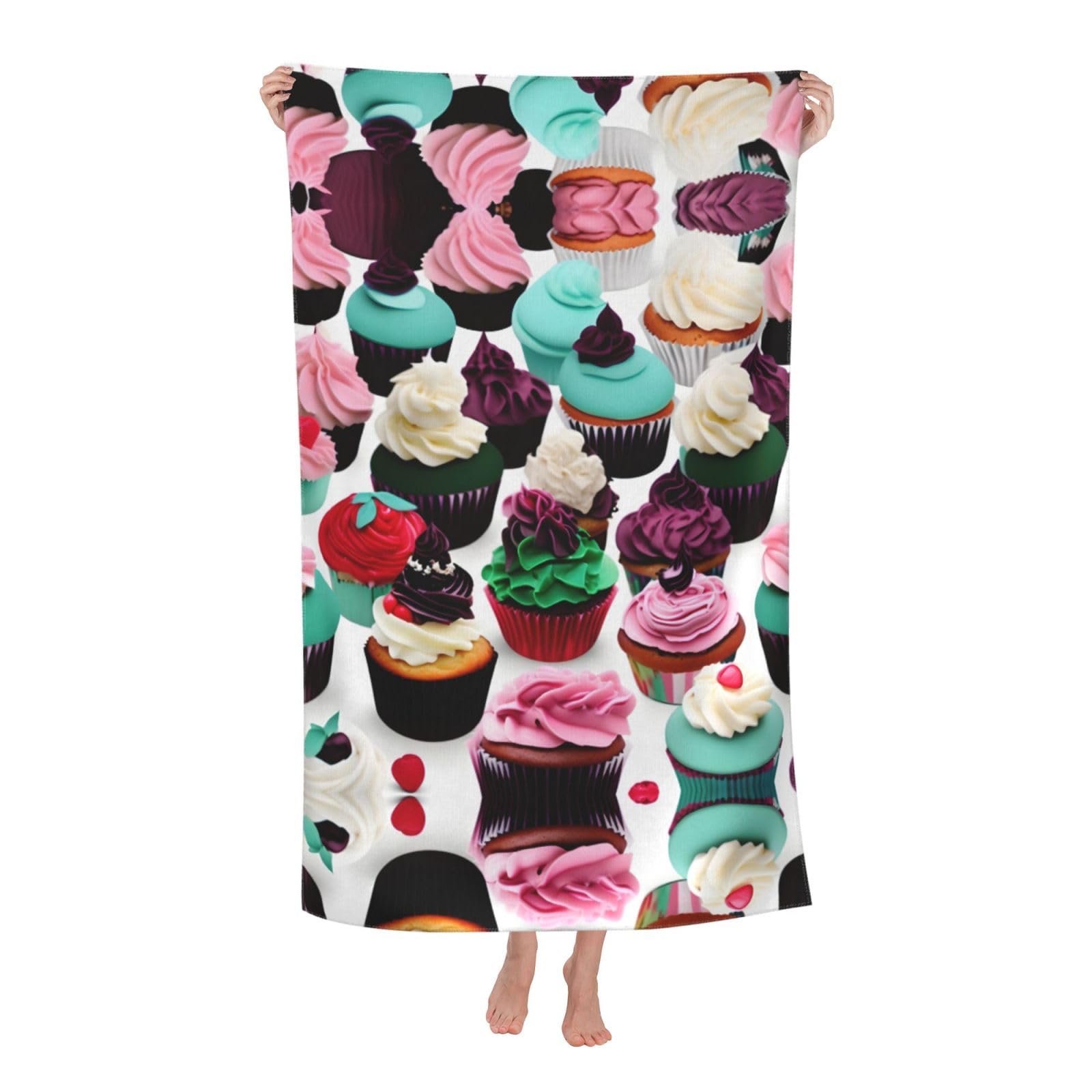 OAZCVBNN Delicious Cupcakes Print Adult Beach Towel Summer Travel Pool Vacation Swimming Fitness Outdoor Adventures