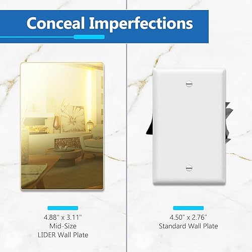 Miniatura 2 de LIDER Placa de pared en blanco, resistente a la temperatura y a los impactos, acrílico, reflectante, cubierta sin tornillos, decoración moderna,