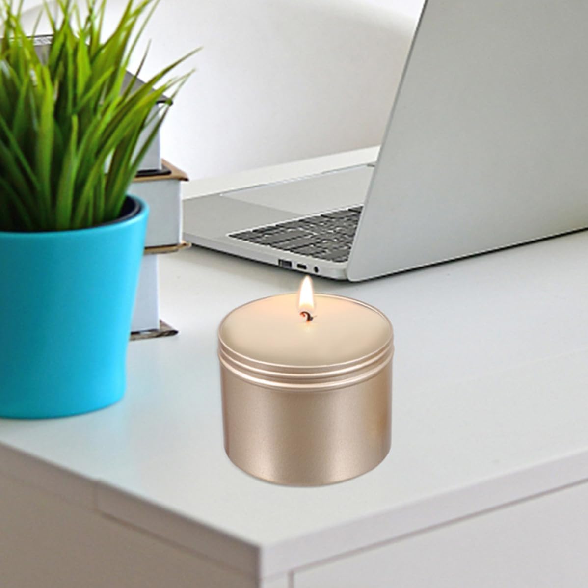 6pcs 50ml Aluminum Alloy Candle Jars with Lids for DIY Making