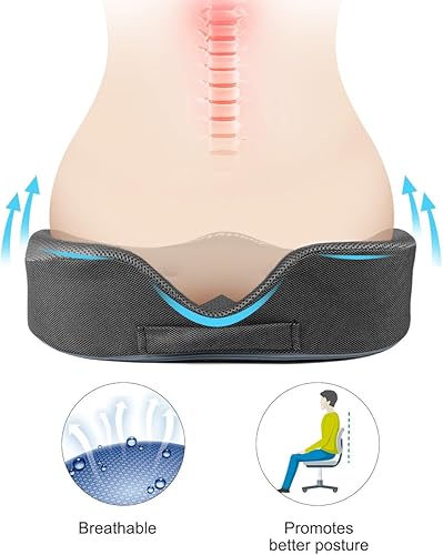 Miniatura 4 de LOUTYTUO Cojín de asiento, 100% espuma viscoelástica y funda lavable, para silla de oficina, asiento de coche y silla de ruedas, cojín de asiento de