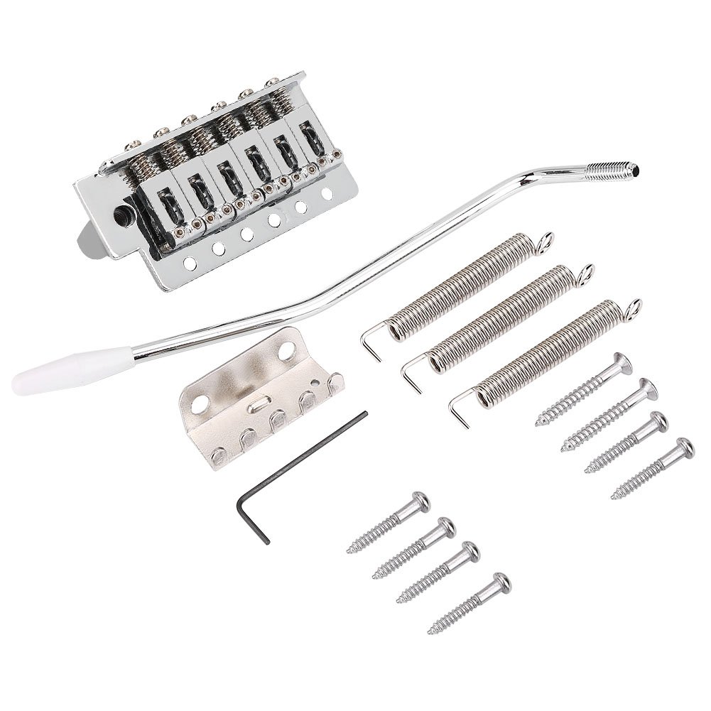 Dilwe Guitar Tremolo Bridge, Zinc Alloy 6 Strings Electric Guitar Tremolo Bridge with Bar Repair Parts for Stratocaster