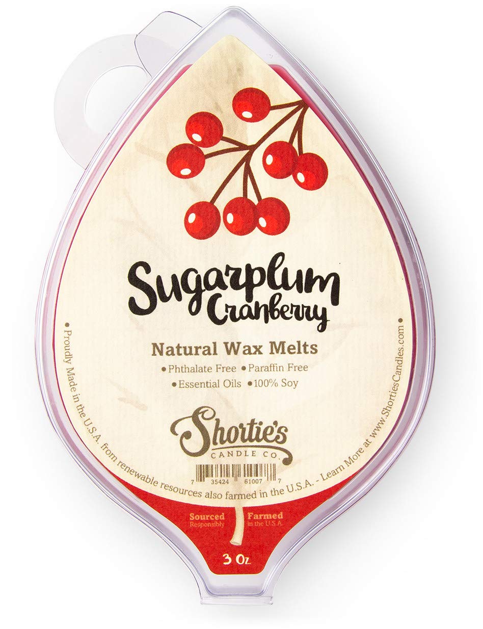 Sugarplum Cranberry Natural Soy Wax Melts - Formula 117-1 Highly Scented 3 Oz. Bar - Made with 100% Soy and Essential Fragrance Oils - Phthalate & Paraffin Free, Vegan, Non-Toxic
