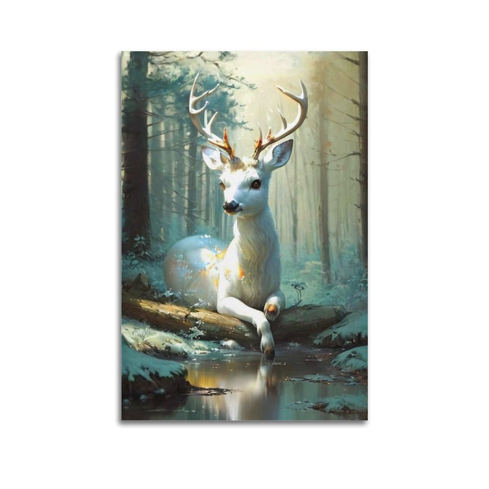 HUIYHB Animal Poster Deer in The Forest Poster Decorative Painting Canvas Wall Posters And Art Picture Print Modern Family Bedroom Decor Posters 20x30inch(50x75cm)