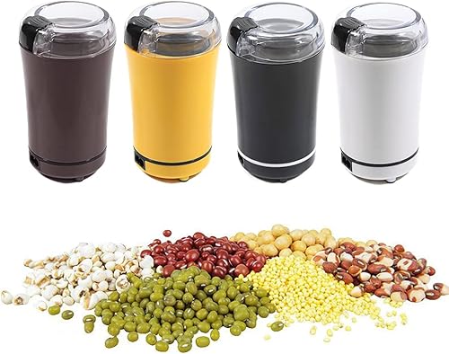 Miniatura 8 de Molinillo eléctrico de grano de café, licuadora, nueces, semillas, hierbas, mini, trituradora de especias, 110 V, 150 W, acero inoxidable, amarillo