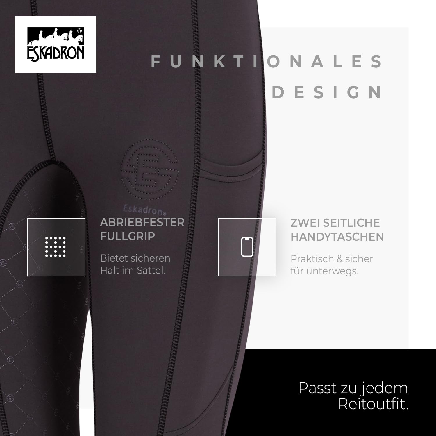 Eskadron Riding Tight Reithose | Sommerreithose leicht & atmungsaktiv | Reitleggings mit Grip | Reitsport-Hosen für Damen | Reitleggins mit Handy-Taschen | Elastische Reiterhose