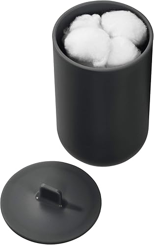 Miniatura 4 de iDesign Cade Canister - Tarro de almacenamiento de baño con tapa para baño, tocador, escritorio, encimera, 3.14 x 3.14 x 5.09 pulgadas, negro mate