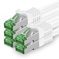1aTTack.de Cat.7 Cavo di Rete 3 metri - Bianco - 5 Pezzi - Ethernet LAN Cat.7 SFTP