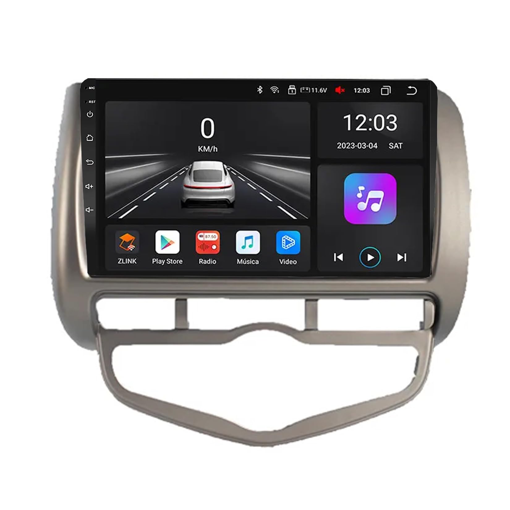 Generico Autoradio Android da 15 Pollici con Touchscreen per Honda Fit Jazz 2004-2007 con Bluetooth, FM, DSP, RDS, GPS, comandi al Volante, Telecamera di retromarcia, Touchscreen HD e Android Auto (D