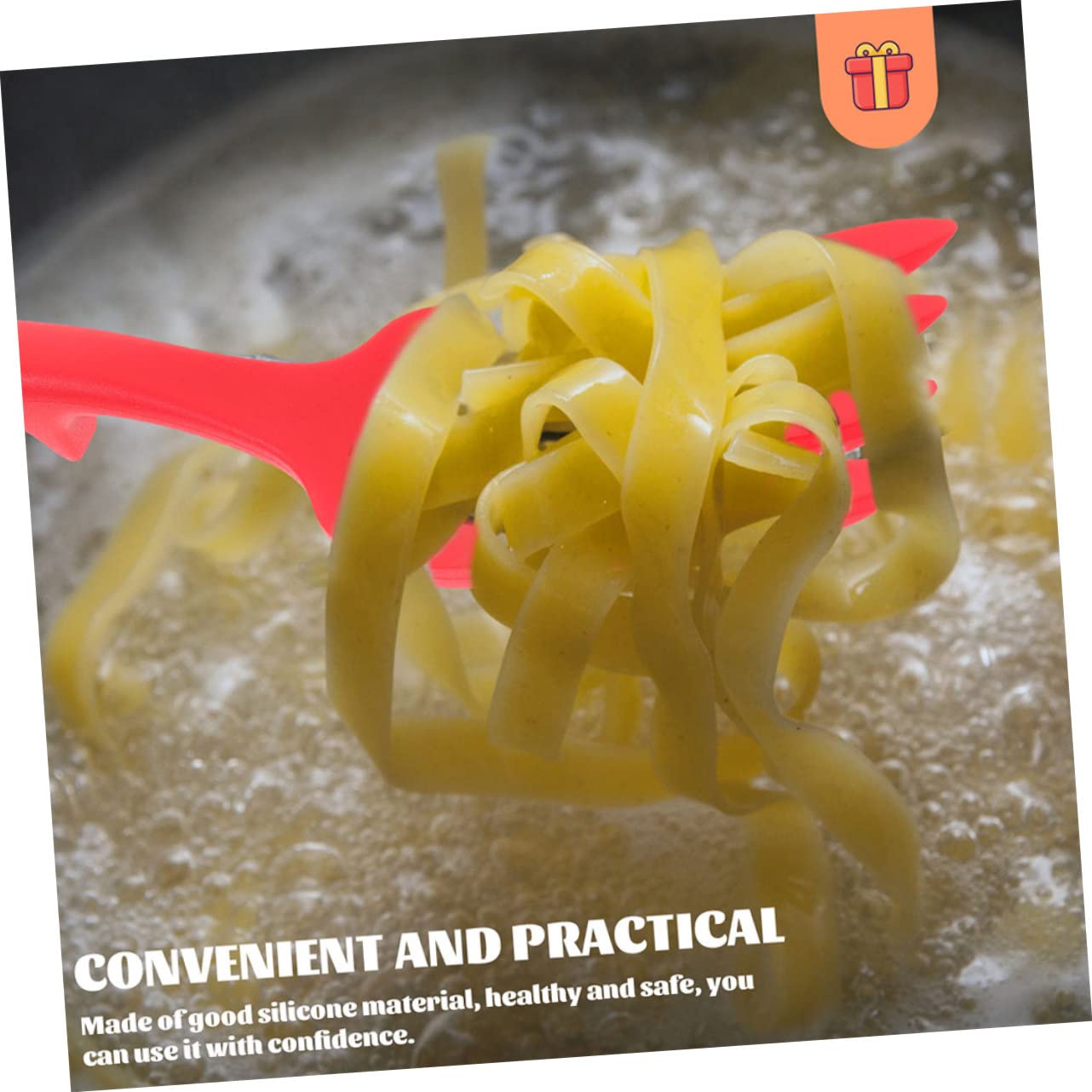 Tenedor De Cocina De Silicona Flexible Resistente Al Calor Para Pasta y Ensalada, 2 Piezas, Color Rojo Intenso, Apto Para Uso Diario En Hogar y Cocina