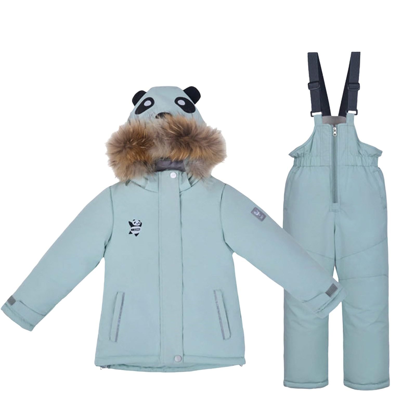 Generisch Panda Kids Ski Anzug, Winter Schneeanzug mit Kapuze, Rosa Blau Lila, Winddicht, Fleece Gefüttert, Reflektierende Streifen, 2-7 Jahre, Verstellbare Größen